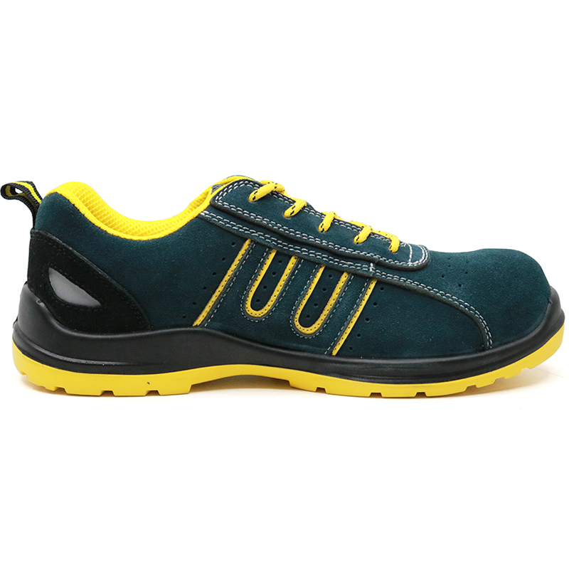 Suede leather plastic toe metal free fashionable sport type safety shoes for work men