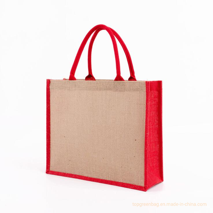 Jutebag Small Burlap Handbags Jute Bag Price with Leather Handles