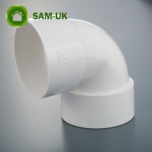 Fábrica al por mayor de alta calidad PVC tubo de plomería accesorios Fabricantes PUBLO PVC de plástico 90 ° Codo de ágico