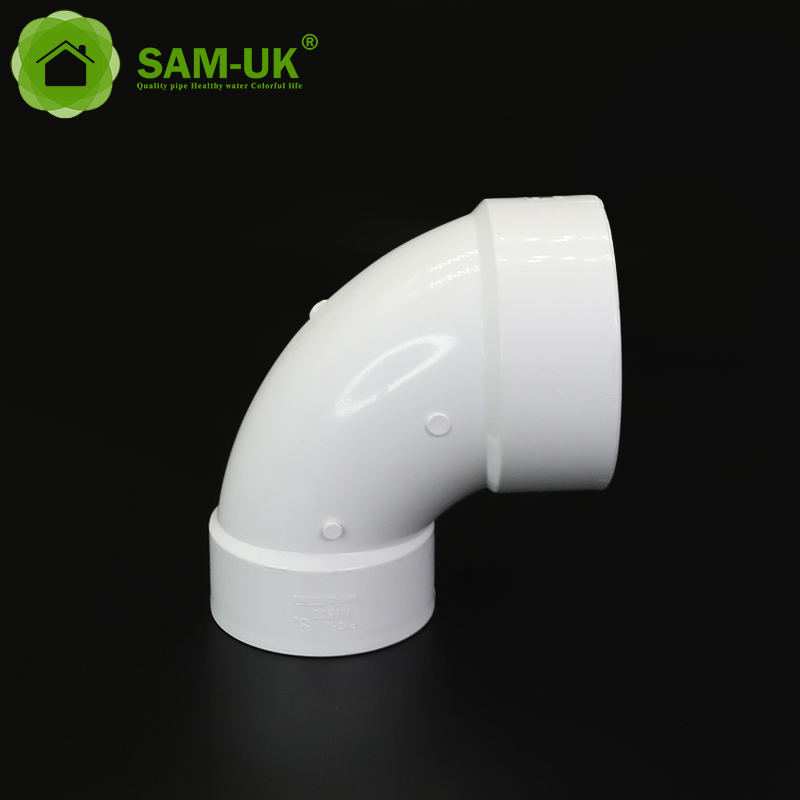 排水连接管塑料白色PVC DWV减少90度肘fitng供应商