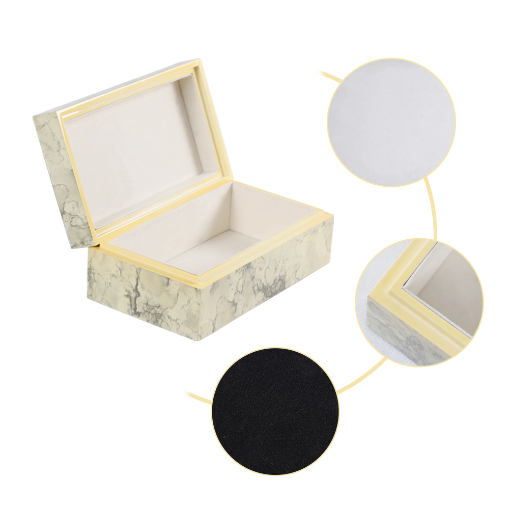 Marble Wooden Veneer White Gray Marble Small Box Large Wood Storage Cube Box with Lid Gift Box Set
