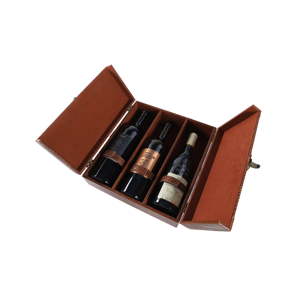 2021 hot sales 2 Bottle Leatherette Top Handle Travel Wine Gift Box, Handmade Premium Wine Carrier Case