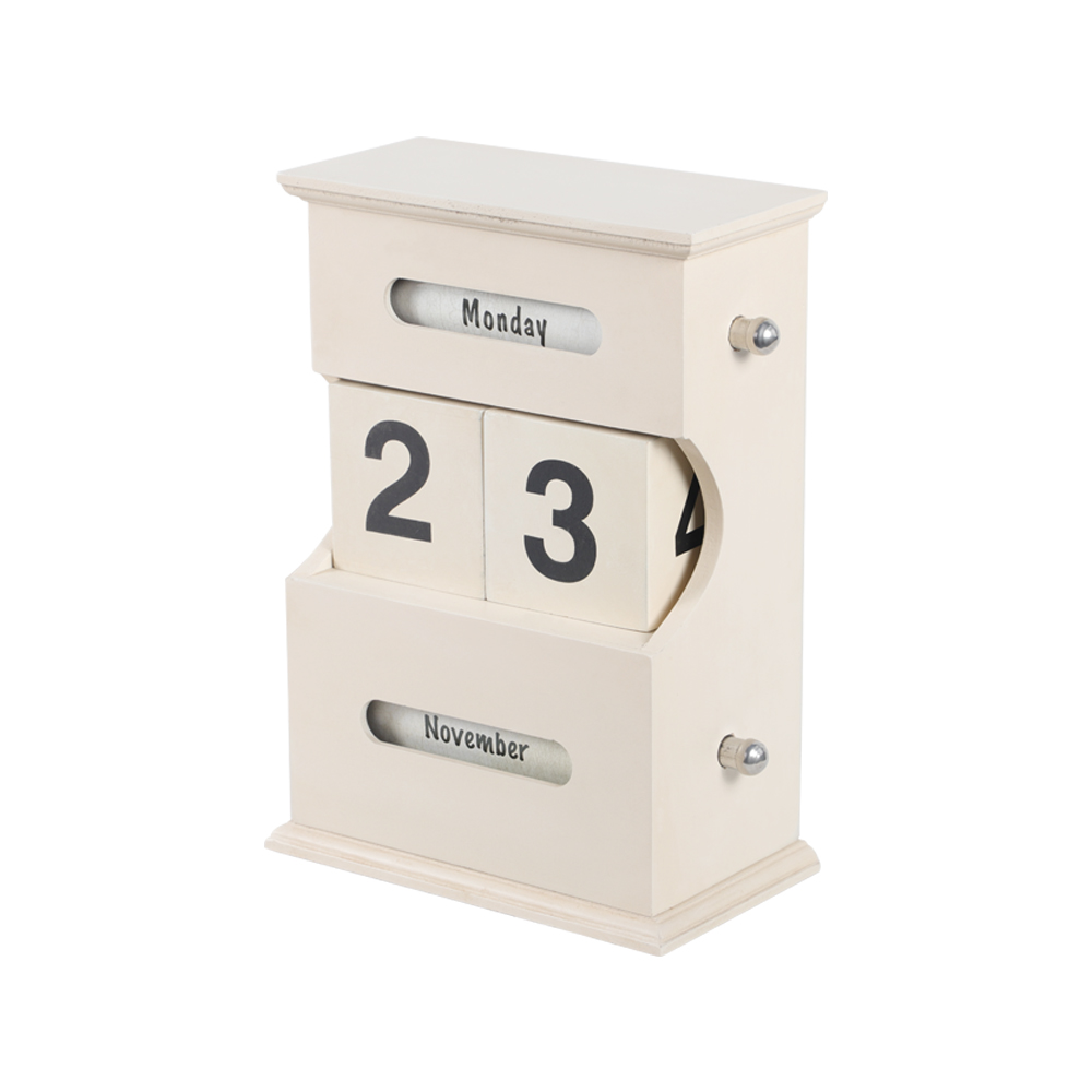  Wooden Desk Rotating Calendar stand - Perpetual Block Month Date Display Home Office Decoration 20.9 x11.9x29.3cm