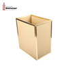 leather Rectangular Narrow metal frame Trash box Small Garbage Container Bin for Bathrooms, Kitchens, Home Offices, Craft Rooms - Bamboo Veneer, Brown