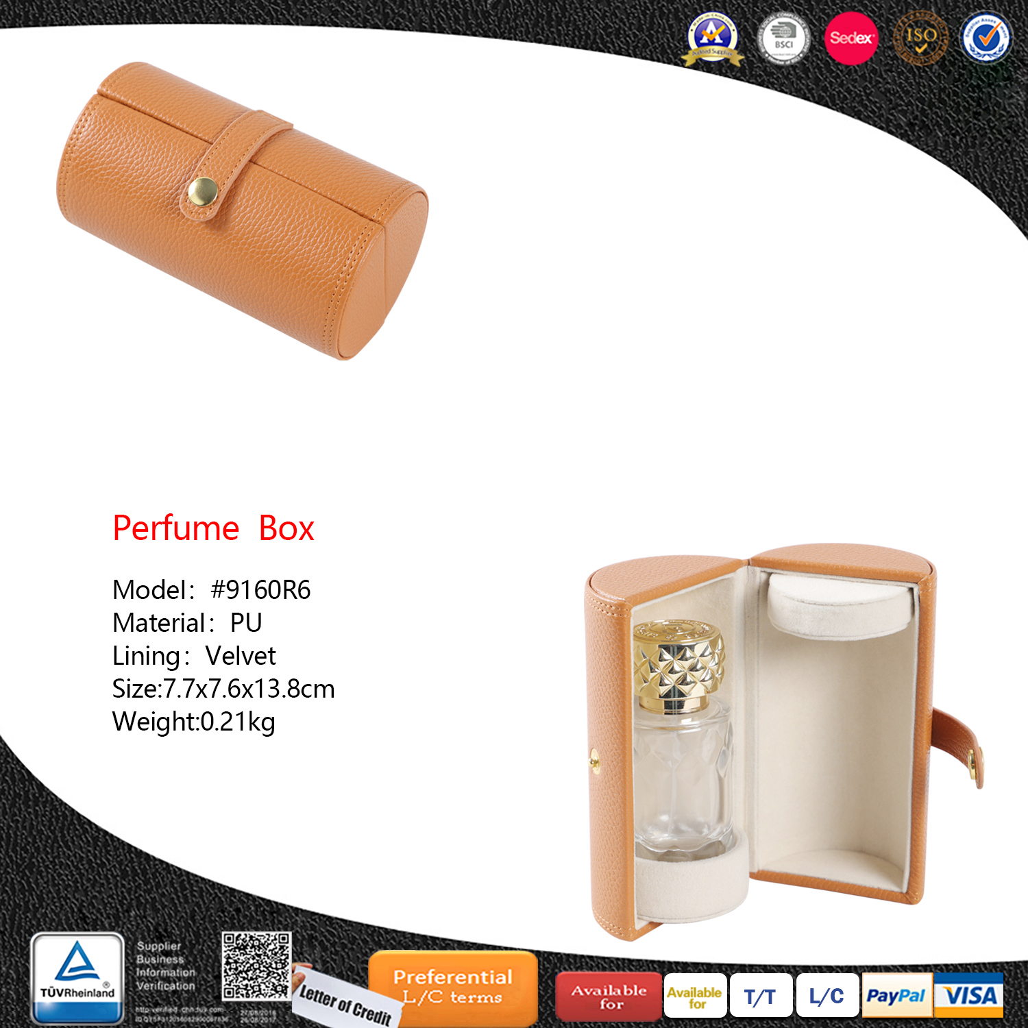 Cosmetic Package Pu Leather Perfume Bottle Packaging Gift Box Makeup Oil Bottle Packaging Gift Boxes Luxury Perfume Box