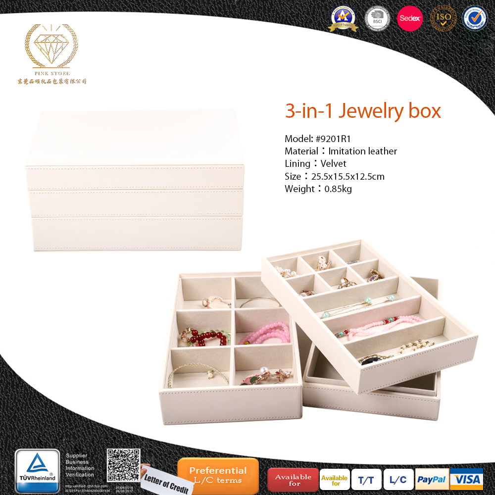 2 Layer displays box Stackable Jewelry Trays Organizer with Lid, Jewelry Storage Trays Velvet for Drawer Display, Earring Organizer, Necklace Bracelet Ring Trays, Set of 2