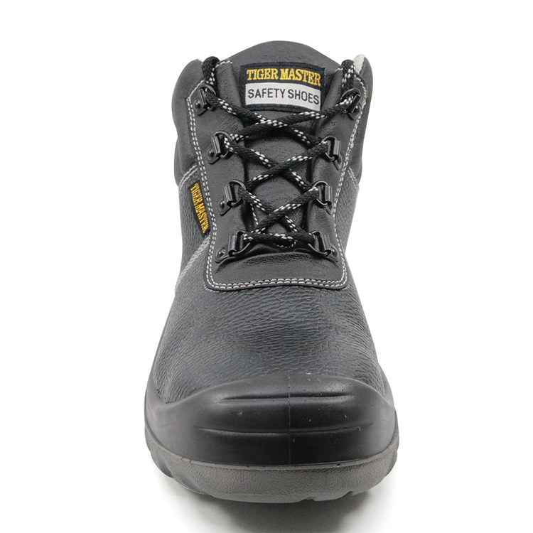 Black leather steel toe cap anti static safety jogger style safety shoes