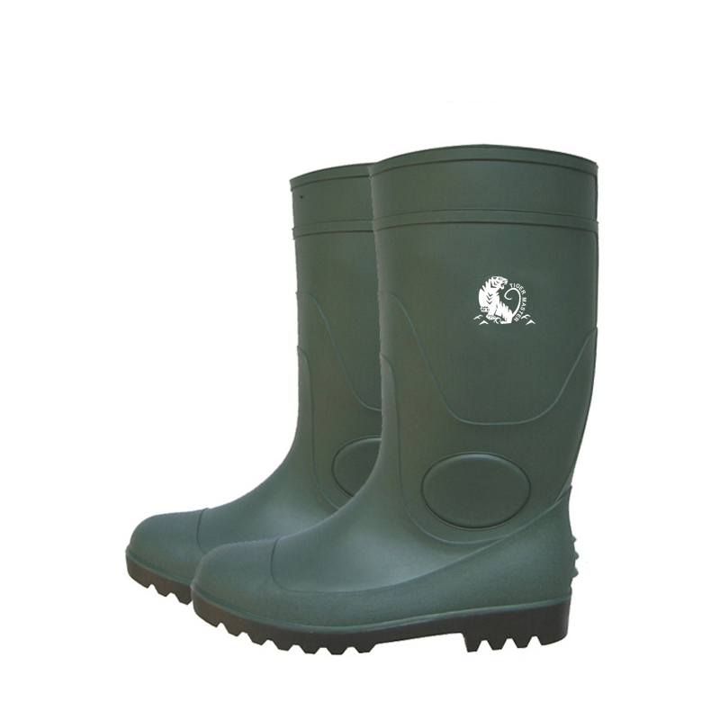 GBS green CE approved steel toe cap safety rain boots pvc