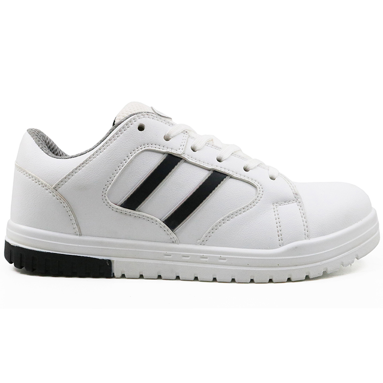 White microfiber leather metal free casual sport safety work shoes