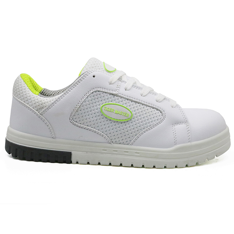 White pu injection metal free breathable casual sport safety shoes