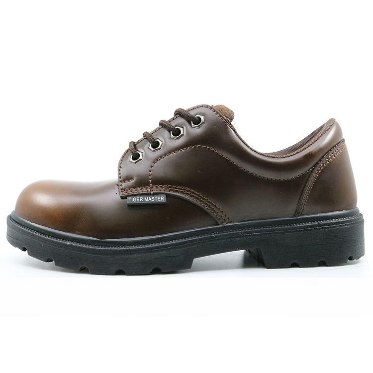 6004 Brown leather upper pu sole steel toe cap executive safety shoes