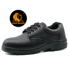 Black pu upper rubber sole cheap construction site safety shoes 