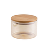 Grey Round Storage Jar with Wooden Lid Food Packaging Large Jar