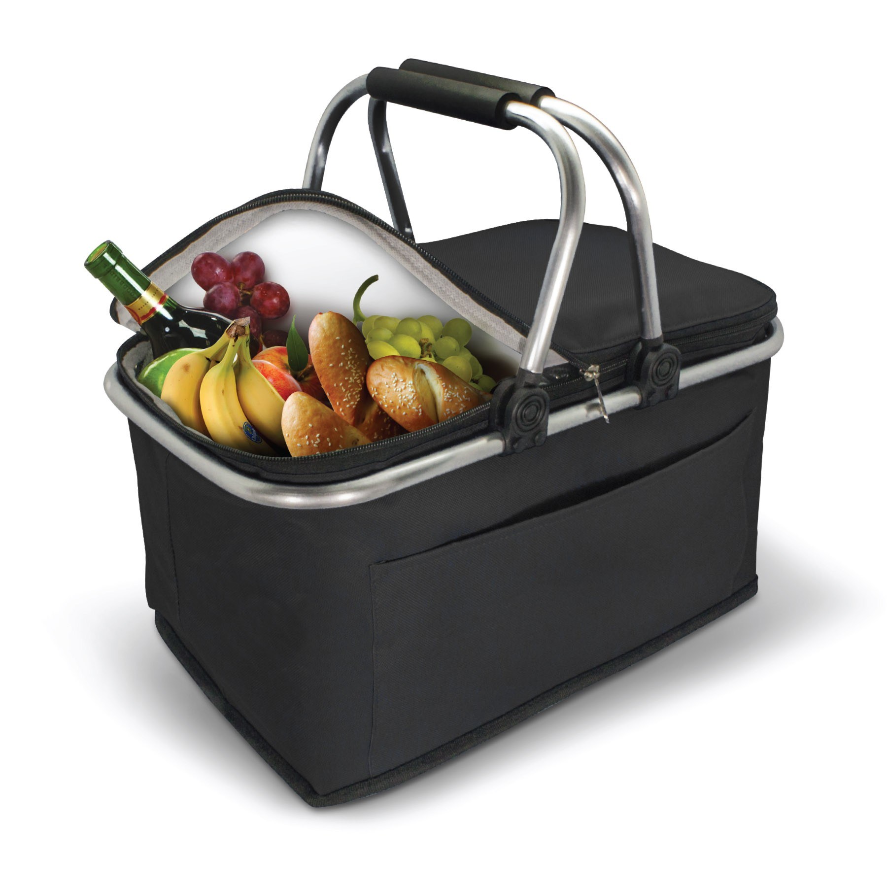 Custom Insulated Thermal Folding Basket Food Delivery Picnic Camping Handbag Lunch Basket Cooler Bag Picnic Basket