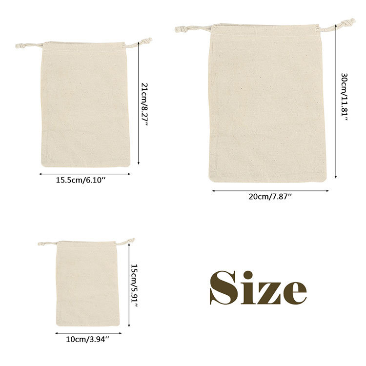 Eco-Friendly Biodegradable Canvas Cotton Drawstring Shopping Goody Bag for Advertising Gifts