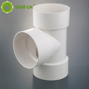 Fábrica al por mayor de alta calidad PVC tubo de plumbar accesorios Fabricantes PLÁSTICO PVC 90DET TEE TUBO AJUSTE