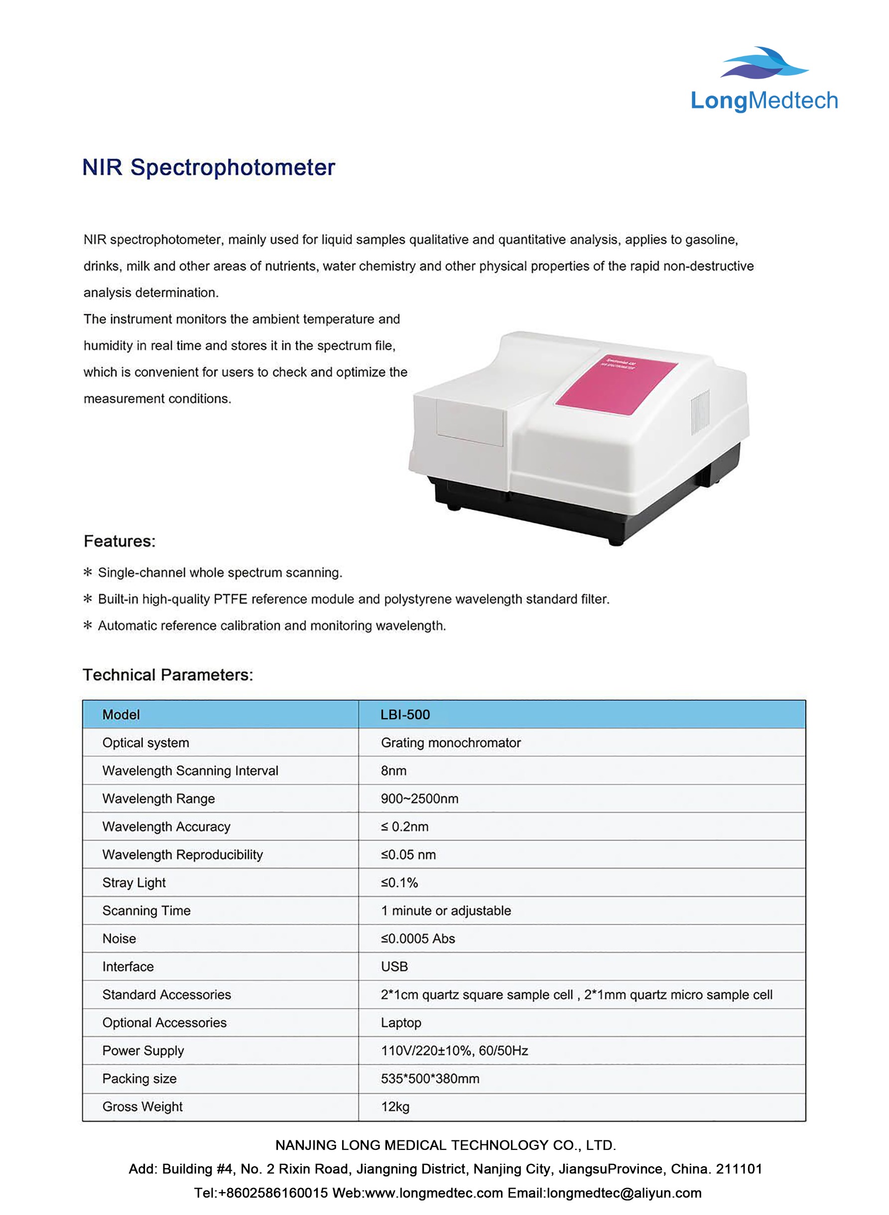 Espectrofot&oacute;metro NIR LBI-500-1