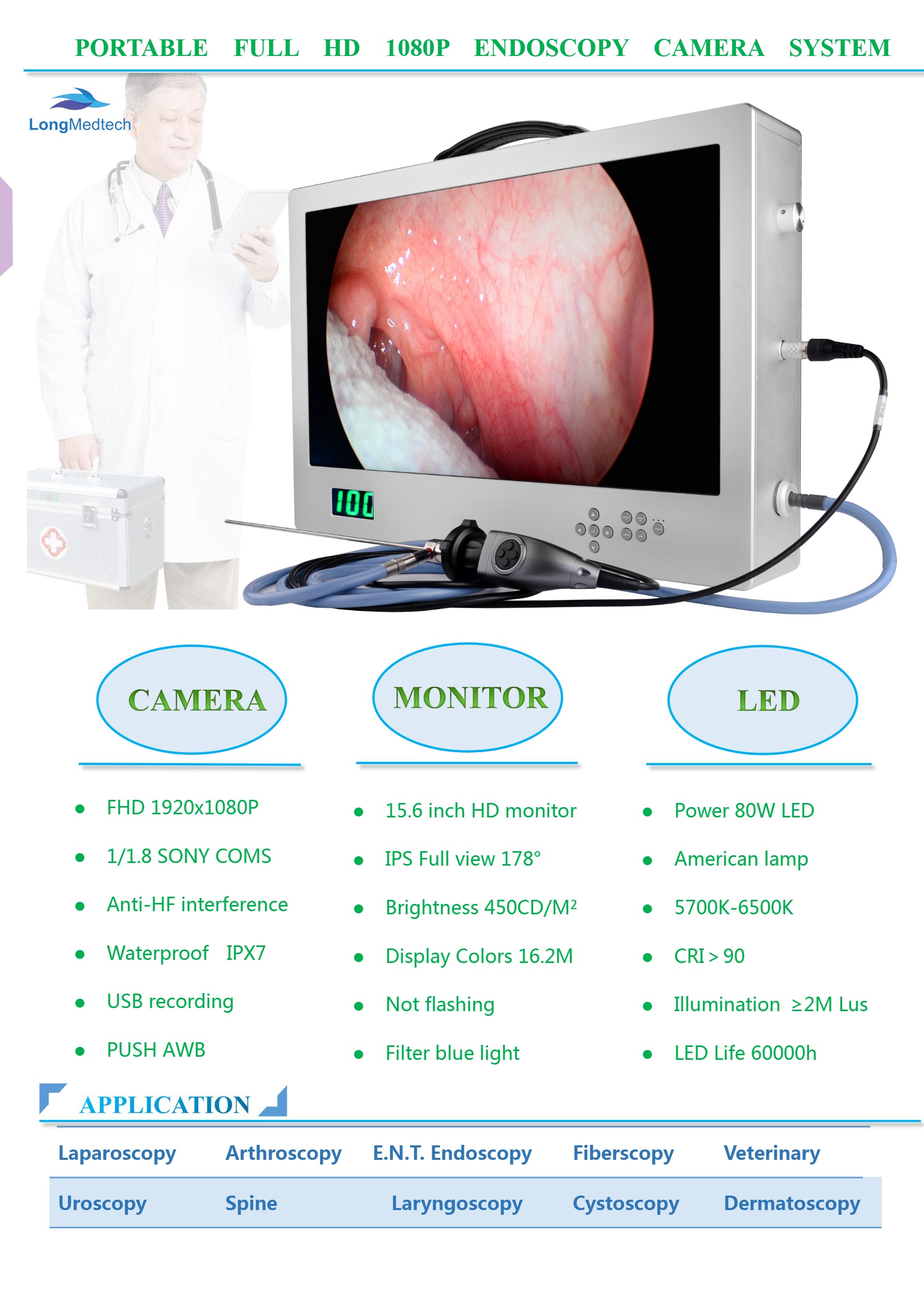 LOH-70 LOH-71 Sistema de c&aacute;mara para endoscopia port&aacute;til Full HD 1080P-(1)-1