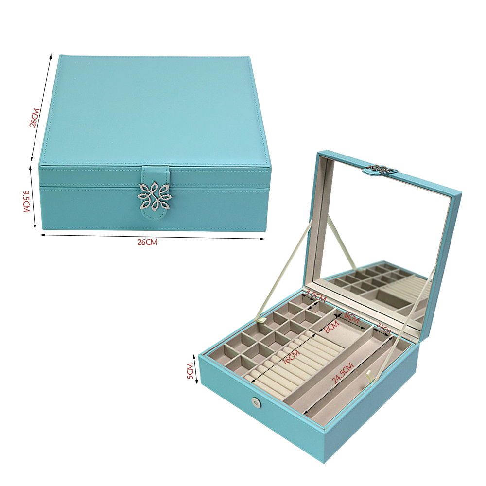 Jewelry Box Organizer for Women&Girls, 2 Layer Large Men Jewelry Storage Case, PU Leather Display Jewel Holder with Removable Tray for Necklace Earrings Rings Bracelets, Vintage Gift CASE