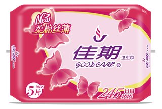 佳期丝薄柔棉日用245mm卫生巾 5片