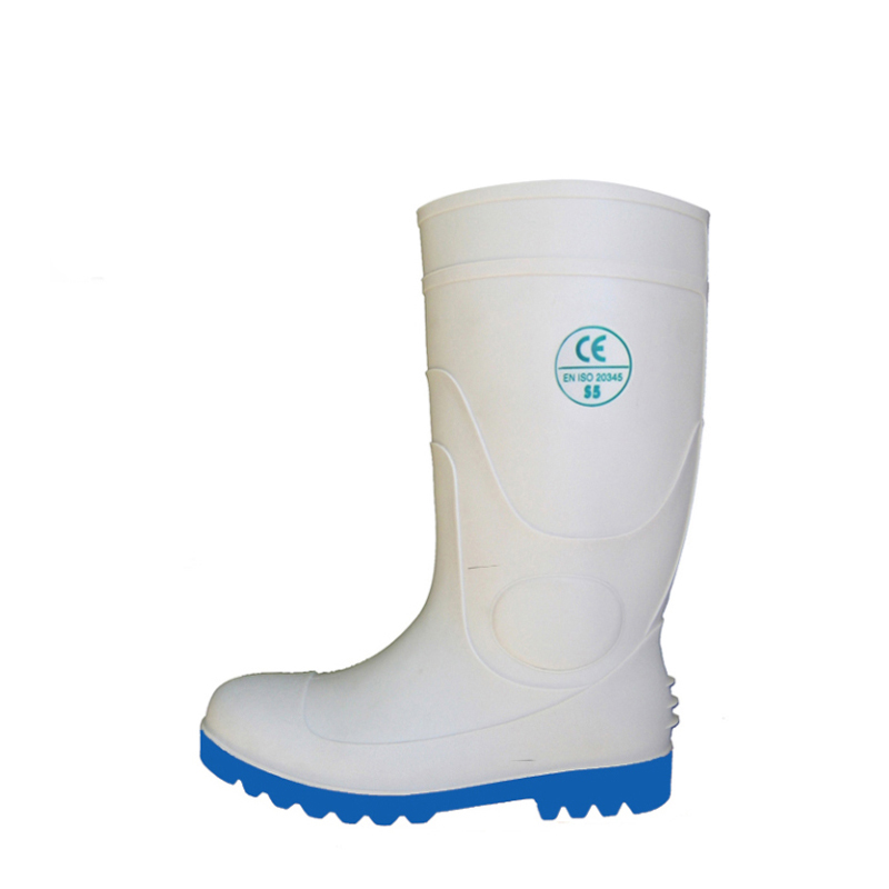 WBS steel toe cap food industry white pvc safety boots for work