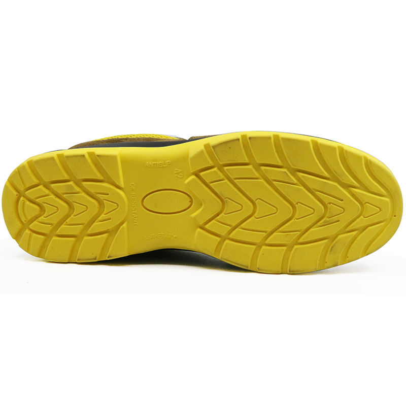 Yellow suede leather plastic toe cap workshop safety shoes european