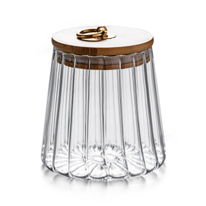 600ml Glass Packing Jar Shaped Glass Food Jar with Wooden Lid
