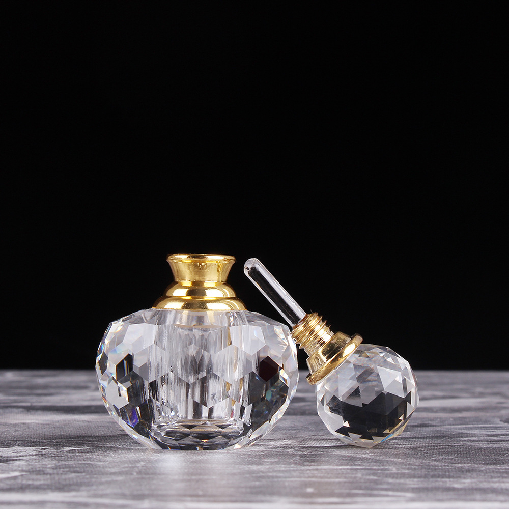 Crystal Glass Perfume Bottle with Lid Cosmetic Packing Bottle