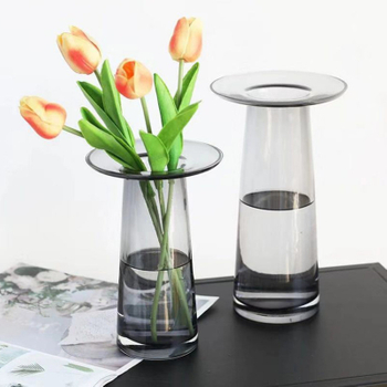 Flat Simple Glass Vase Home Decoration Ornaments Vase