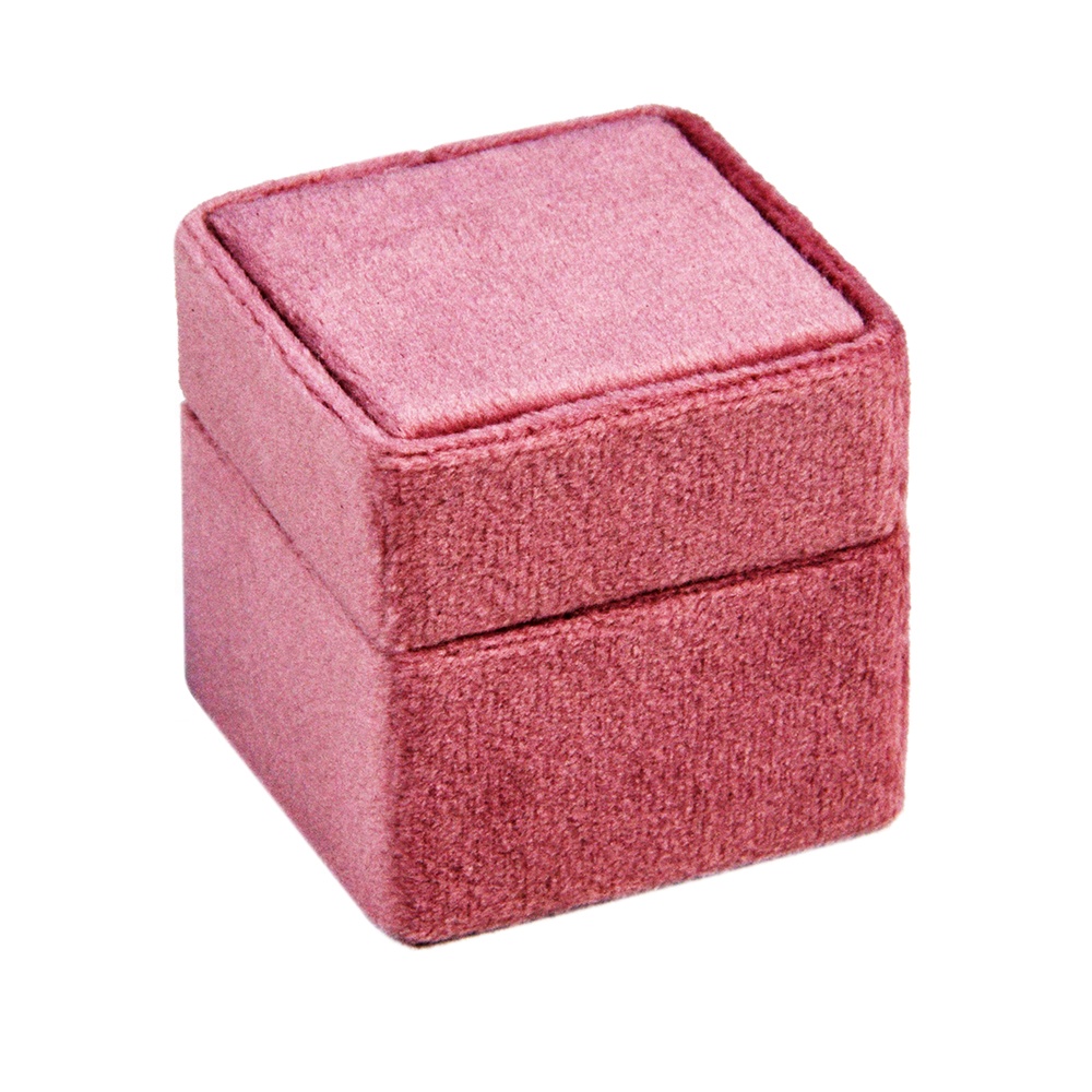 Alibaba Wholesale Custom Blush Pink Engagement Wedding Double Velvet Ring Box