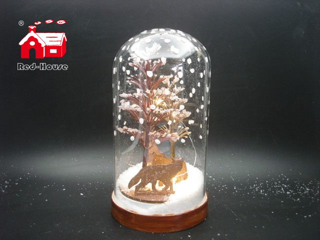 Christmas Decorative Snow Flake Glass Dome with Laser Cut Christmas