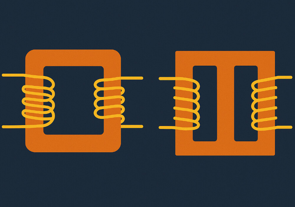 เชลล์-ประเภท เทียบกับ หม้อแปลงชนิดคอร์