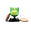 Yayun Luxury Short Stem Glass Hurricane Candle Jar/Tumbler/Cup Green Color
