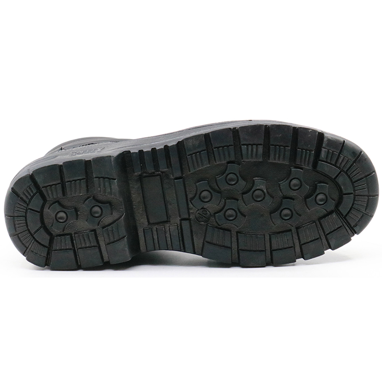 Black pu upper rubber sole cheap construction site safety shoes 