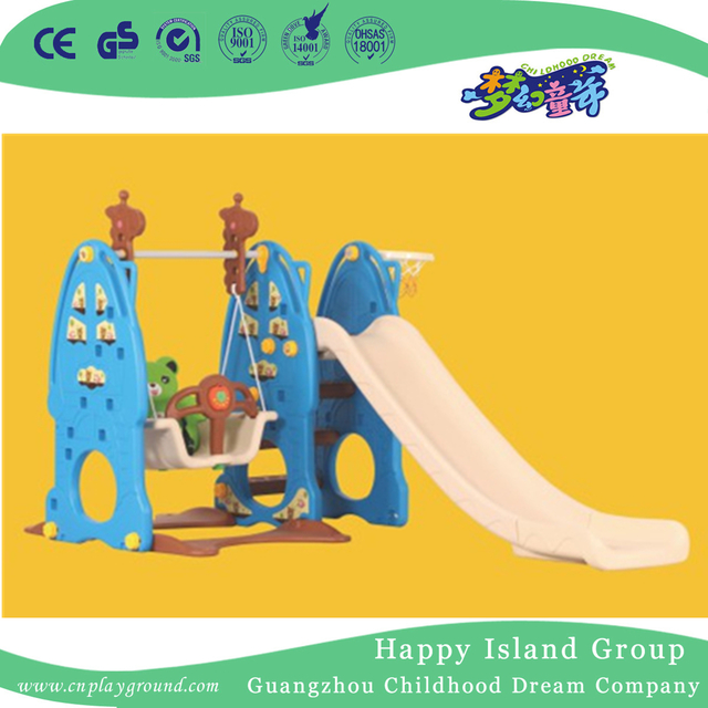 Indoor Children Plastic Blue Rabbit Small Slide Spielplatz mit Schaukel (ML-2014106)