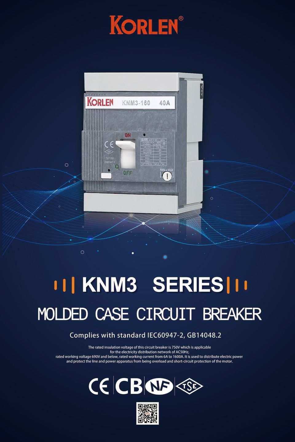 Moulded Case Circuit Breaker MCCB 3p KNM3 Series MODIFIED TYPE