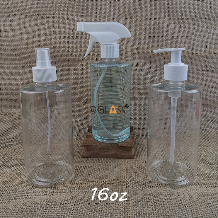 16oz /500ml Cylinder Plastic Bottles with Trigger Sprayers 