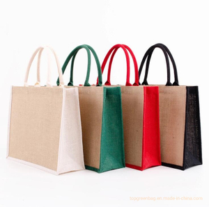 Jutebag Small Burlap Handbags Jute Bag Price with Leather Handles
