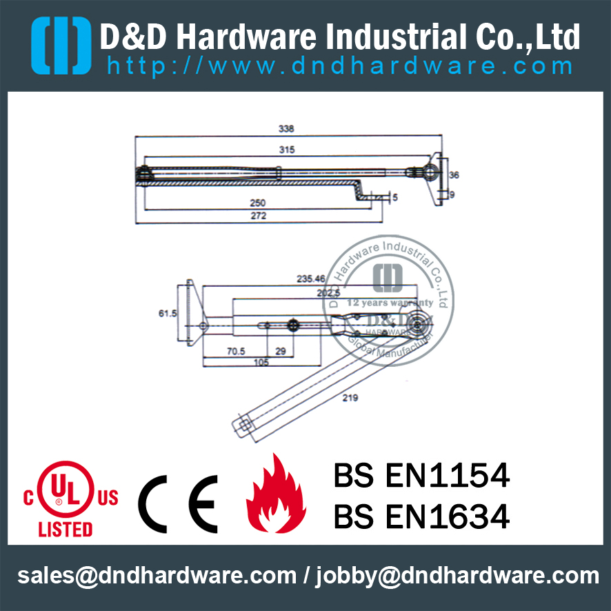 Cierrapuerta duradera de moda de aleación de aluminio para puerta de hierro - DDDC-33 33V