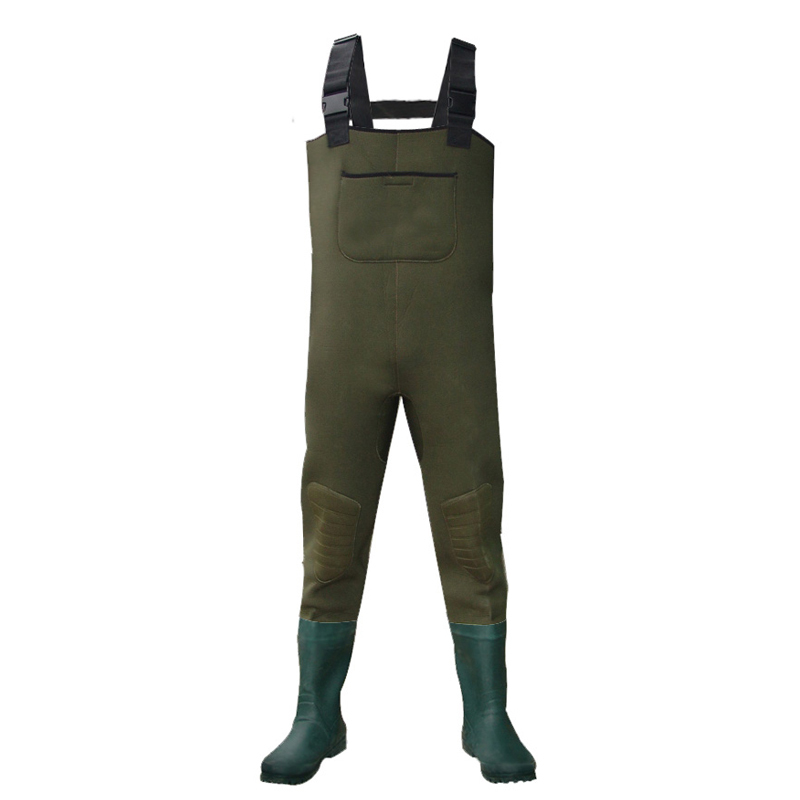 Front pocket water proof neoprene fishing chest wader with rubber boots Buy chest wader with