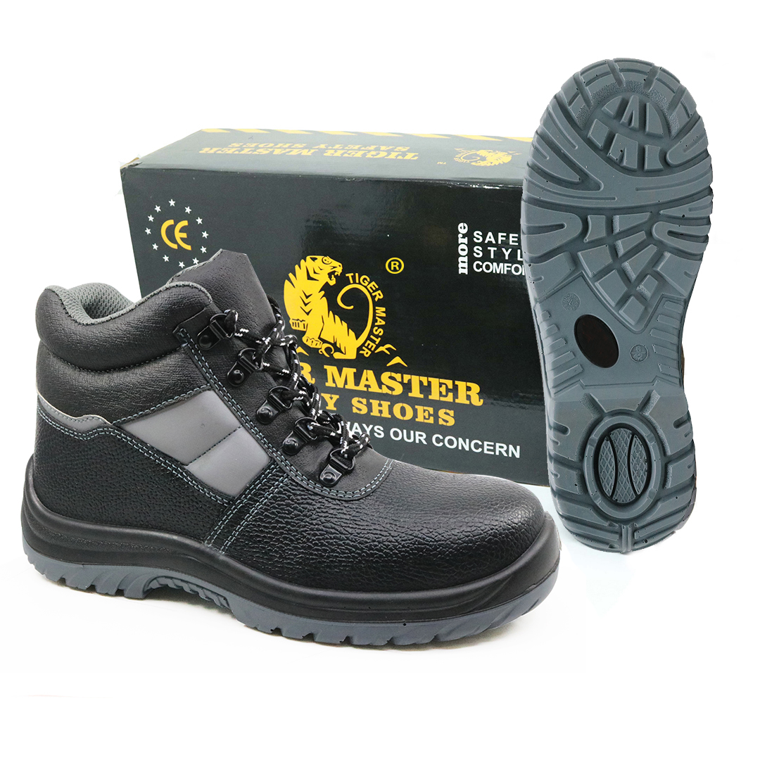 JK007 black leather steel toe comfortable safety shoes for men