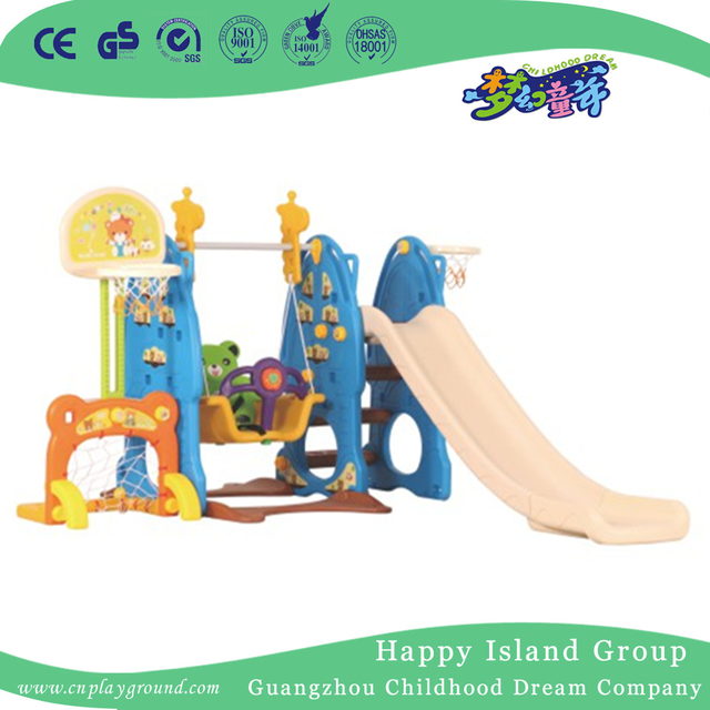 Indoor Children Plastic Blue Rabbit Small Slide Spielplatz mit Schaukel (ML-2014106)