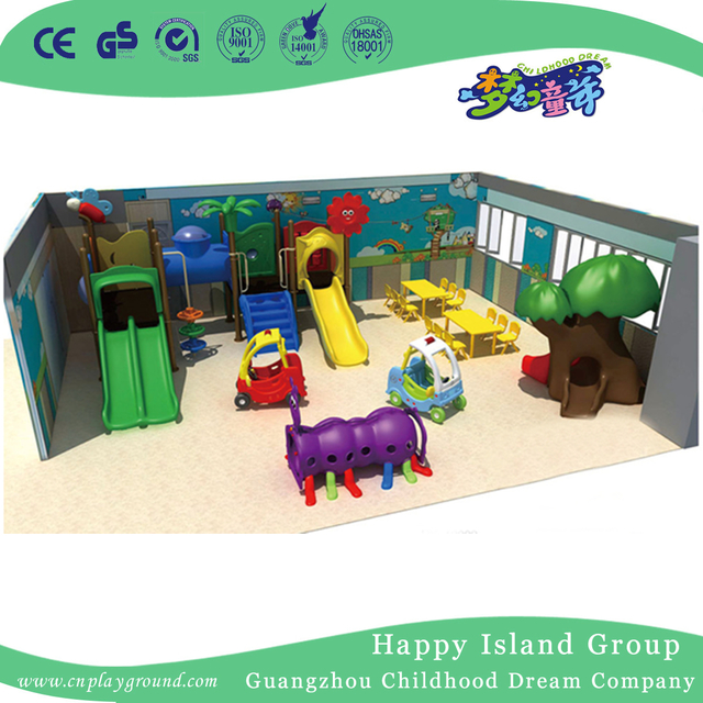 Kinder spielen kleinen Dia-Innenspielplatz für Kindergarten (HHK-12101)