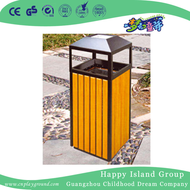 商用户外方形木质垃圾桶 (HHK-15009)