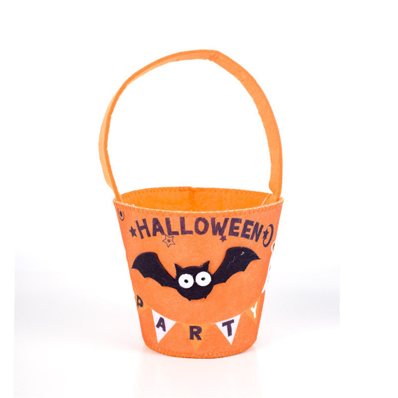 Factory Wholesale Halloween Decor Feste Felt Halloween Candy Bucket Bag Cartoon Funny Storage Basket