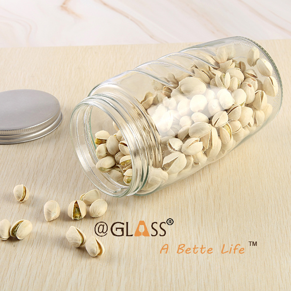 Clear Glass Storage Jar for Food with Screw Kind Cap
