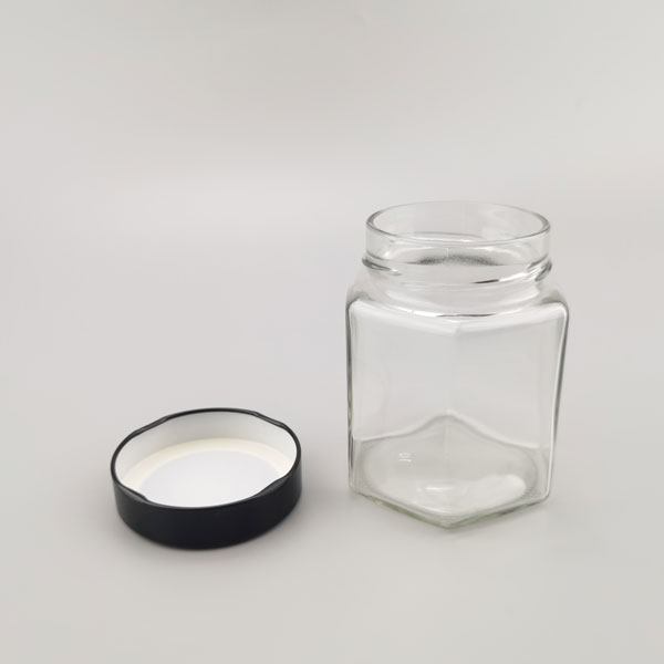 400ml Hexagon glass jar 