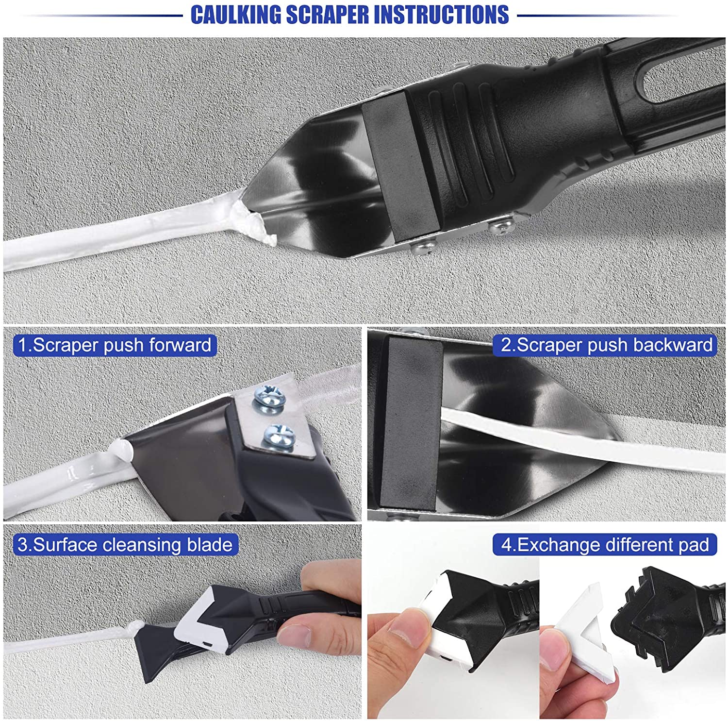 Caulking Tool Caulk Remover/ Scraper Tool kit 3 in 1 Silicone Caulking