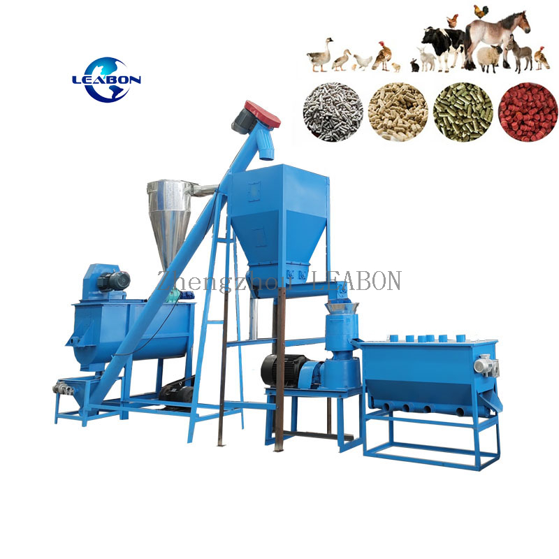 CE Approved 1t/h animal feed pellet production line 