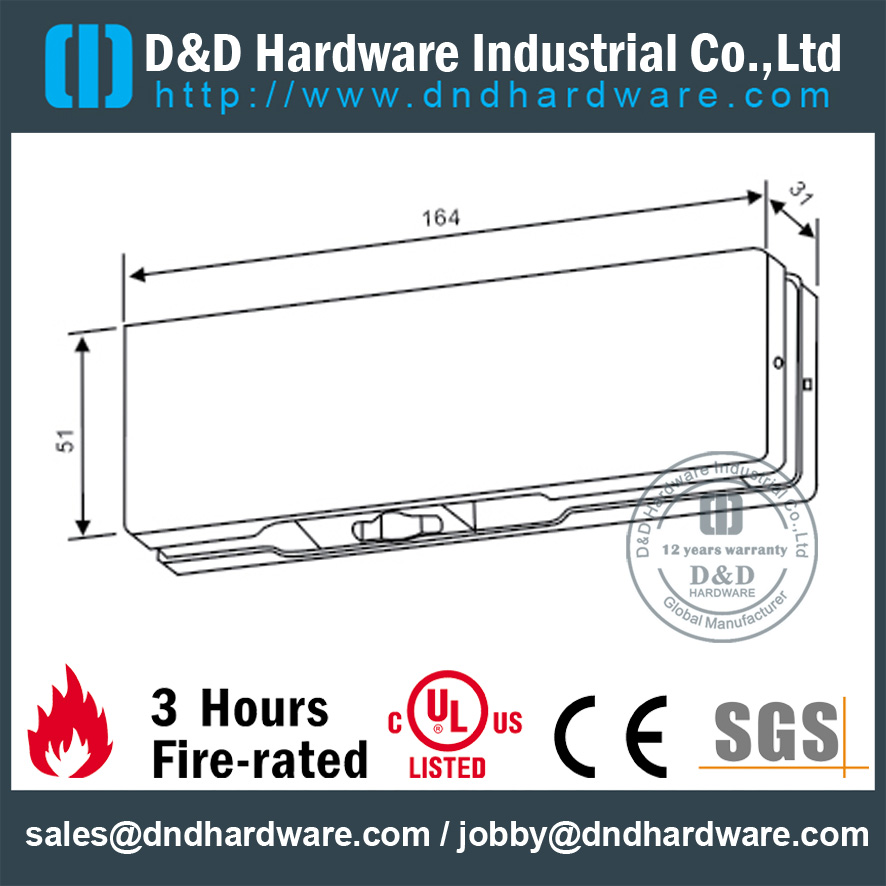 Colocación inferior del remiendo inferior del acero inoxidable 304 para la puerta de cristal sin marco de la entrada –DDPT001
